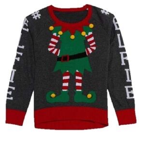 Well Worn Holiday Elfie Sweater Charcoal Grey Sz 2T